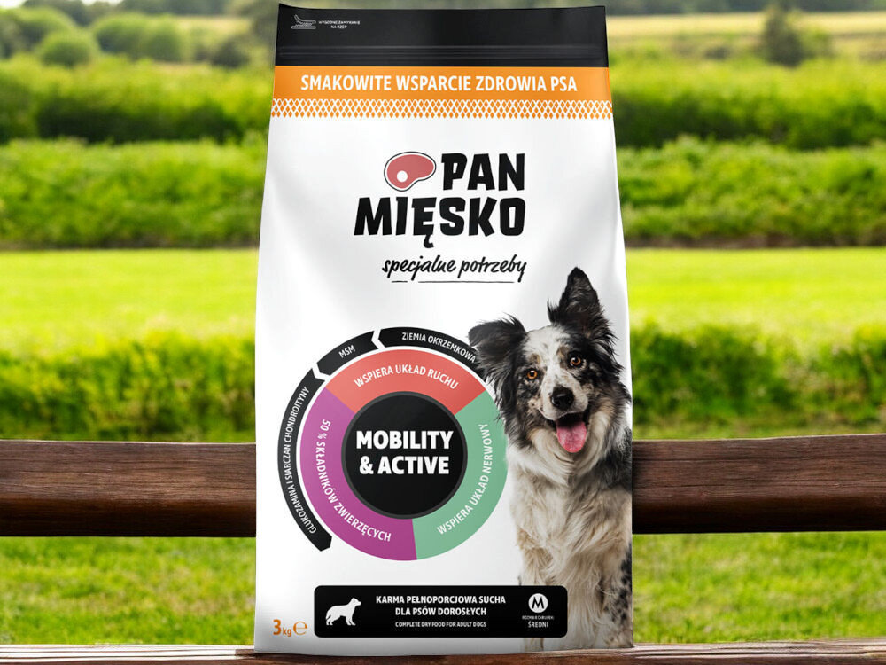 Karma dla psa PAN MIĘSKO Specjalne potrzeby Mobility & Active Chrupki M 3 kg naturalne składniki
