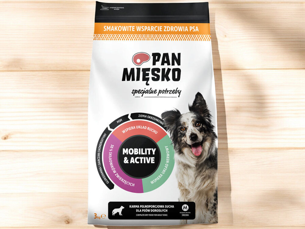 Karma dla psa PAN MIĘSKO Specjalne potrzeby Mobility & Active Chrupki M 3 kg naturalne składniki