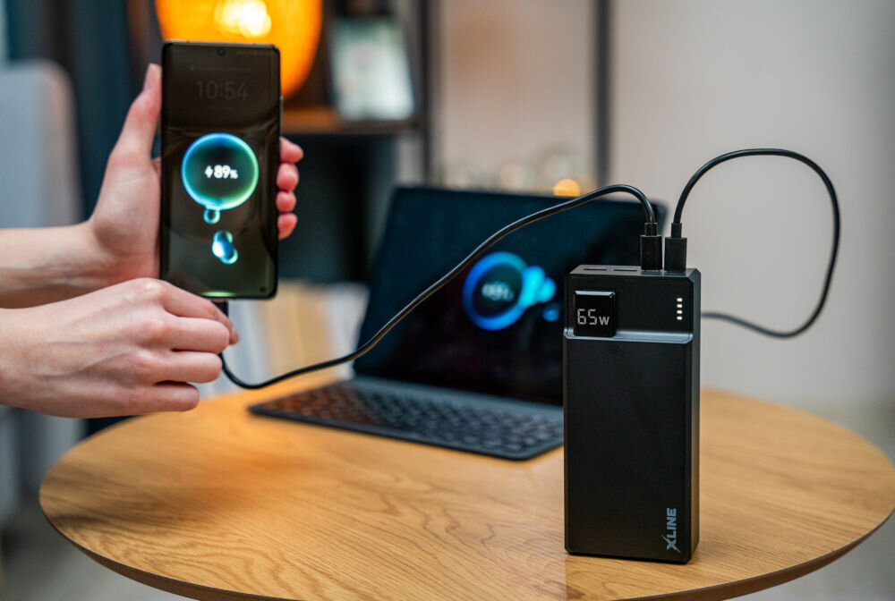 Powerbank XLINE GPB366K 30000 mAh czarny 65W ładowanie laptopa tworzywo abs