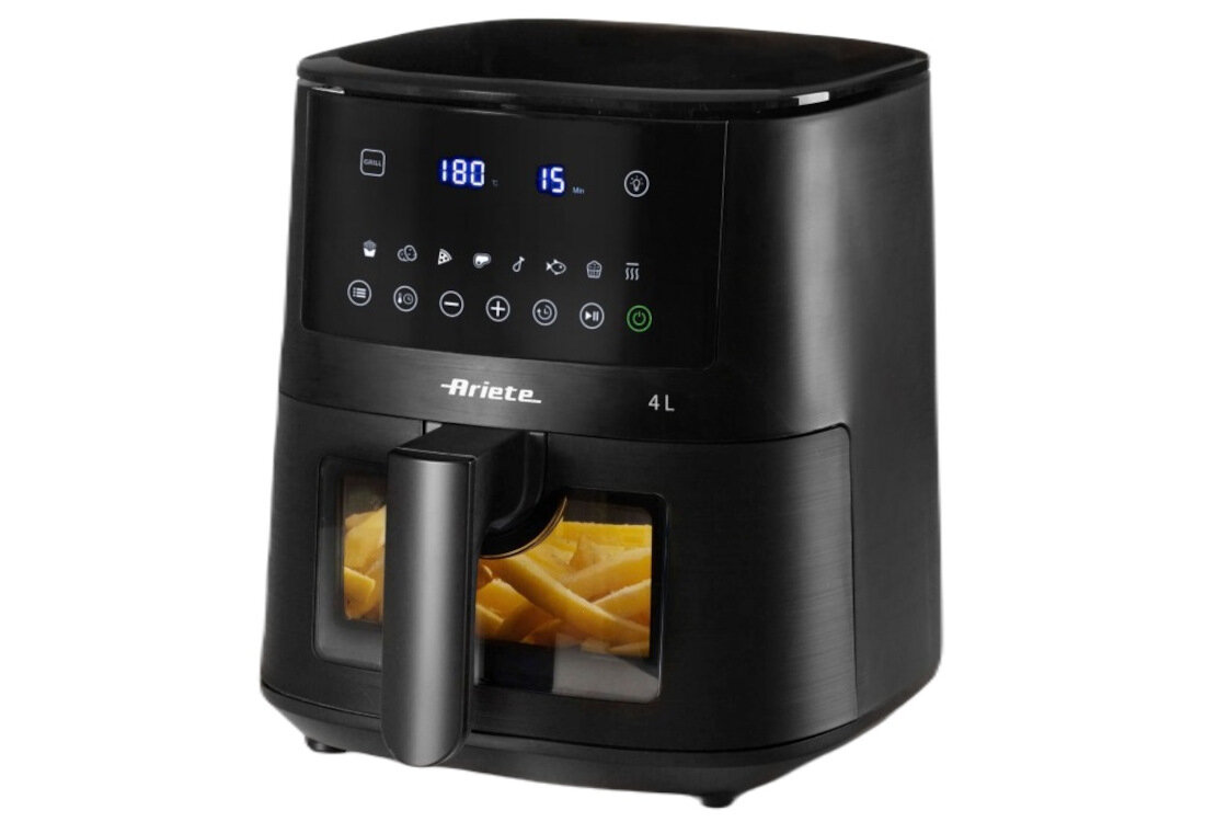 Air Fryer Frytkownica beztłuszczowa ARIETE 4633/00 podświetlenie wnętrze przezroczyste fronty misa kontrola proces