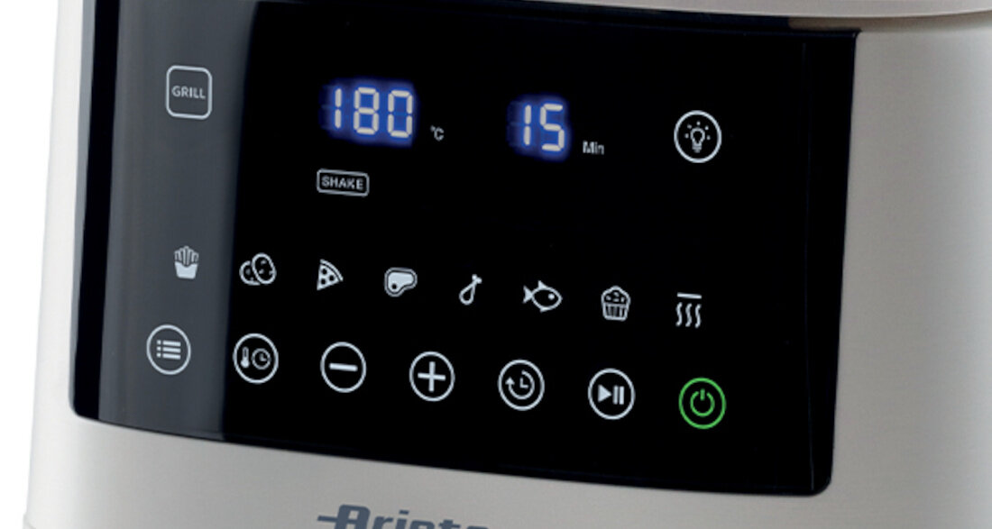 Frytkownica beztłuszczowa ARIETE 4633/03 Air Fryer dotykowy Panel sterowania precyzyjne dostosowanie proces 8 programów automatycznych frytki mięsa ryby warzywa