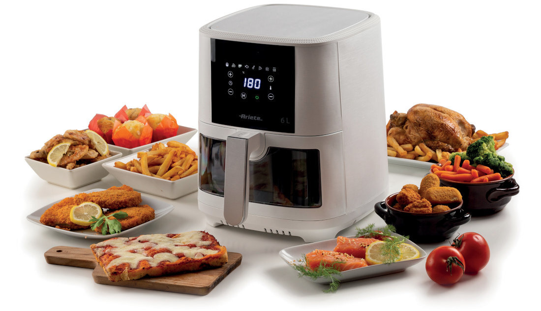 Frytkownica beztłuszczowa ARIETE 4630/03 Air Fryer kontrola zakres temperatura ustawienia precyzja dostosowanie potrawy smązenie pieczenie grillowanie