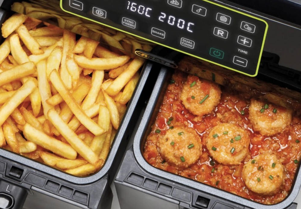 Frytkownica beztłuszczowa ARIETE 4623/00 Air Fryer dwie komory pojemność dwa dania Funkcja SYNC FINISH