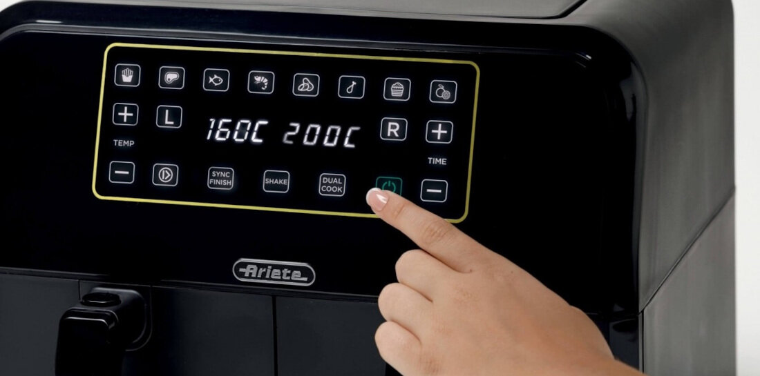 Frytkownica beztłuszczowa ARIETE 4623/00 Air Fryer panel dotykowy 8 funkcji pieczenie możliwości funkcja Shake przypomnienie dźwięk