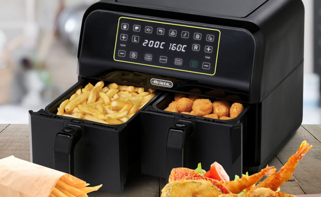 Frytkownica beztłuszczowa ARIETE 4623/00 Air Fryer temperatura ustawienia zakres timer czas automatyczne zakończenie komfort wygoda