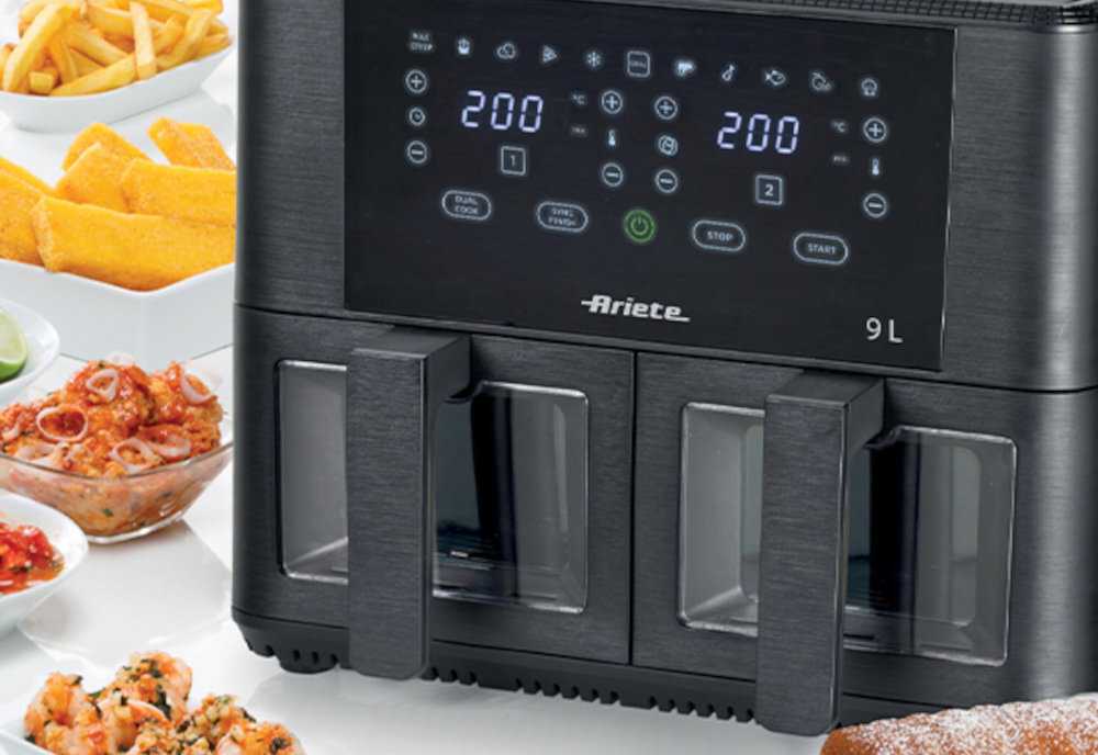 Frytkownica beztłuszczowa ARIETE 4631/00 Air Fryer Szeroki zakres temperatur funkcja dehydratora ustawienia smażenie pieczenie suszenie owoców warzywa zioła wartości odżywcze