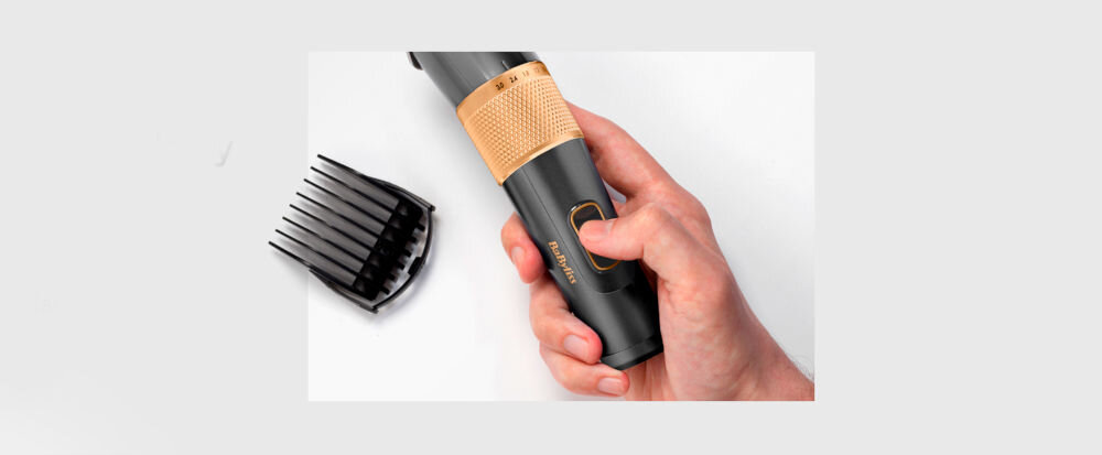 Strzyżarka BABYLISS E987E bezprzewodowa 8 nakładek 1-8 mm wydajny litowy silnik do 160 minut pracy 3 godziny ładowania funkcja szybkiego ładowania szybkie przygotowanie maszynki do szycia zasilanie sieciowe praca maszynki w trybie przewodowym 