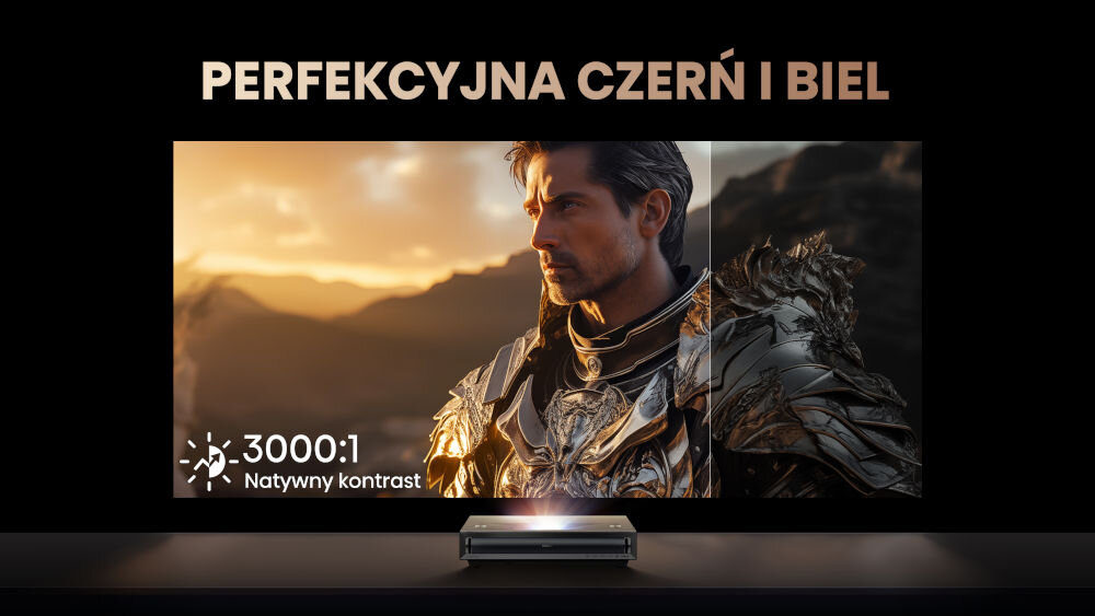 Projektor HISENSE PX3 4K UHD (3840 x 2160), 2800 ANSI lumen, Wi-Fi, Bluetooth wyjątkowa jakość obrazu natywny kontrast 3000:1 głębia czerni intensywność bieli wyraźnie widoczne detale głębia realizm subtelne przejścia tonalne poprawa odbioru obrazu jasne ciemne sceny