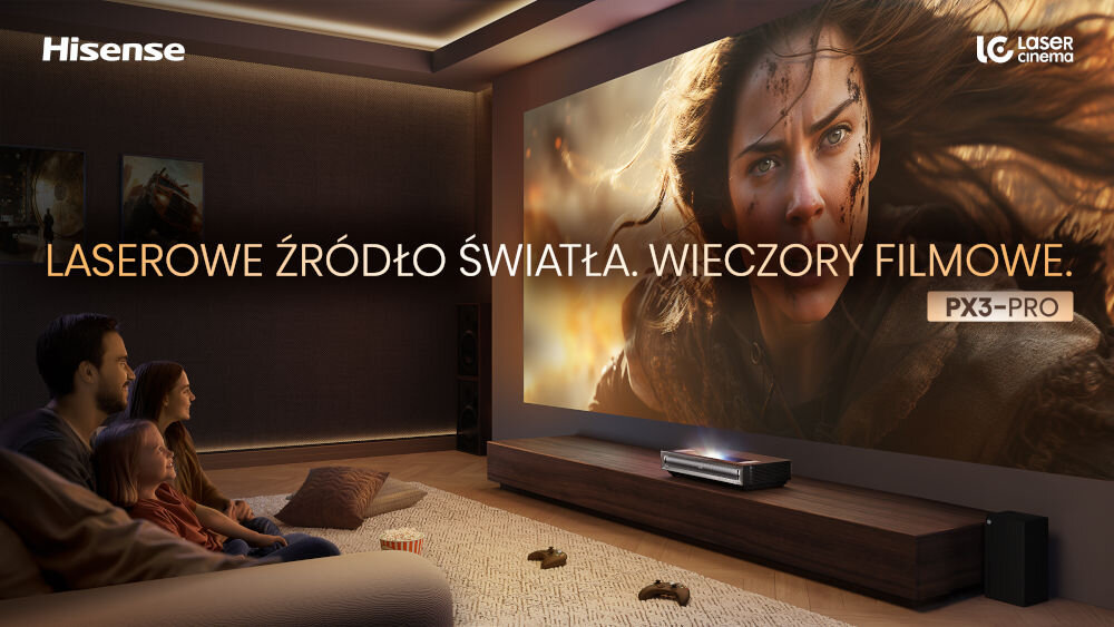 Projektor HISENSE PX3-Pro 4K UHD (3840 x 2160), 3000 ANSI lumen, Wi-Fi, Bluetooth wieczory filmowe