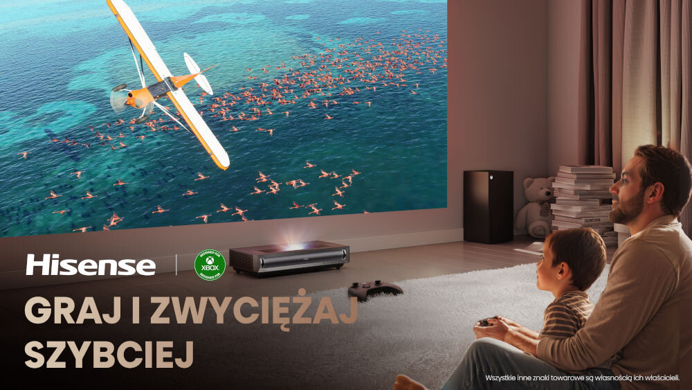 Projektor HISENSE PX3-Pro 4K UHD (3840 x 2160), 3000 ANSI lumen, Wi-Fi, Bluetooth częstotliwość odświeżania do 240 Hz płynny ruch ostre obrazy technologia Auto-Low Latency Mode automatyczne wykrywanie uruchomienia konsoli do gier dostosowanie ustawień optymalna jakośc obrazu eliminacja opóźnień gra bez zakłóceń dla pasjonatów gier