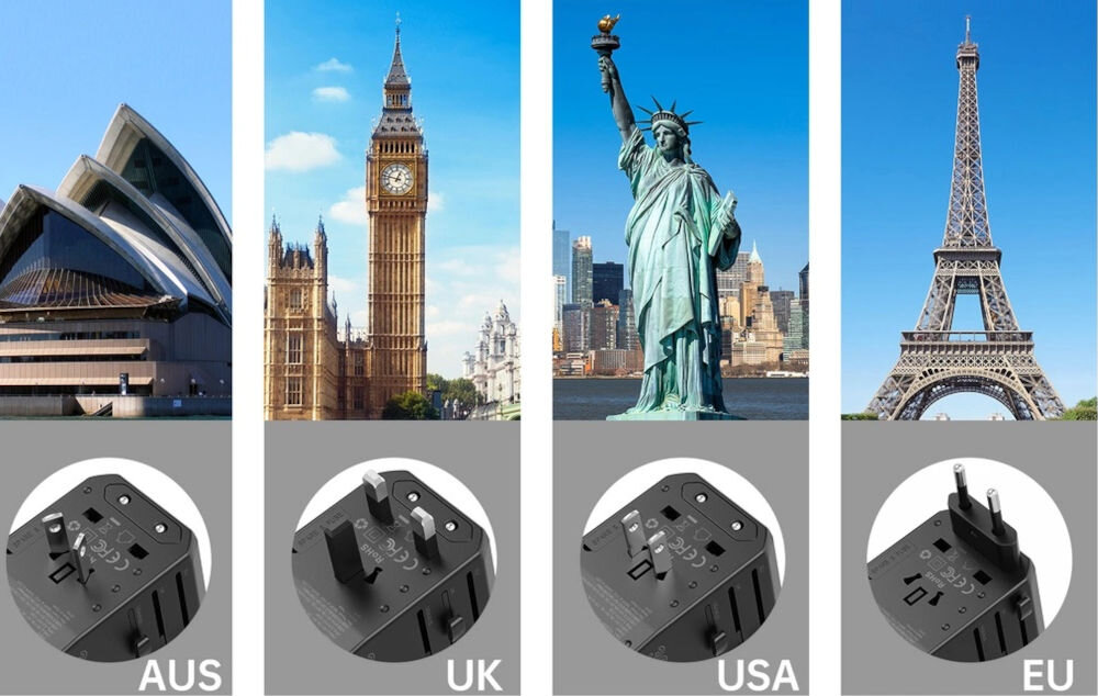 Ładowarka podróżna CHOETECH PD6041 30W Czarny wtyczka eu us aus uk