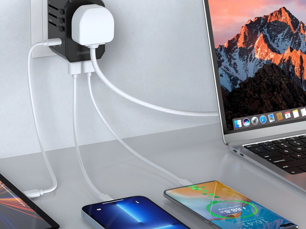 Ładowarka podróżna CHOETECH PD6045 45W Czarny poer usb-c usb-a kabel usb-c