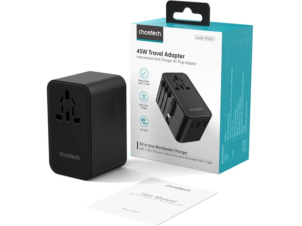 Ładowarka podróżna CHOETECH PD5021 45W Czarny moc natężenie