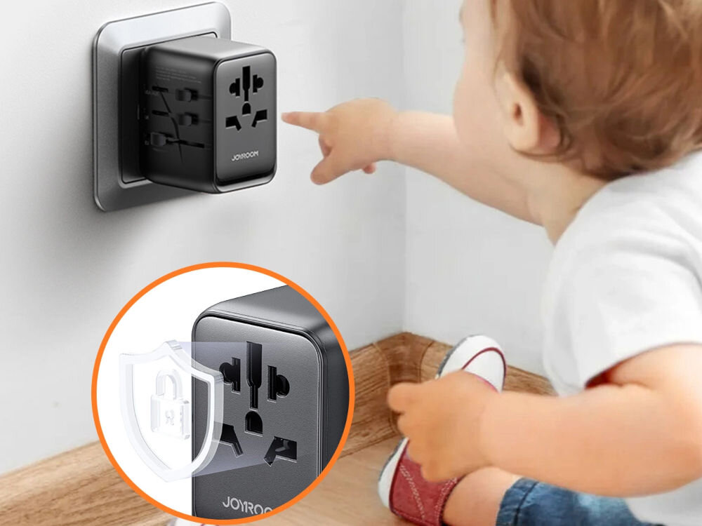 Adapter podróżny JOYROOM JR-TCW01 17W Czarny zabepieczenia bezpiecznik 10A