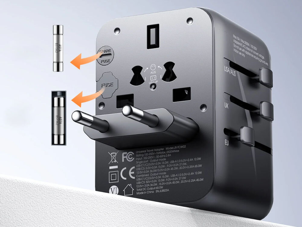 Adapter podróżny JOYROOM JR-TCW02 65W Czarny