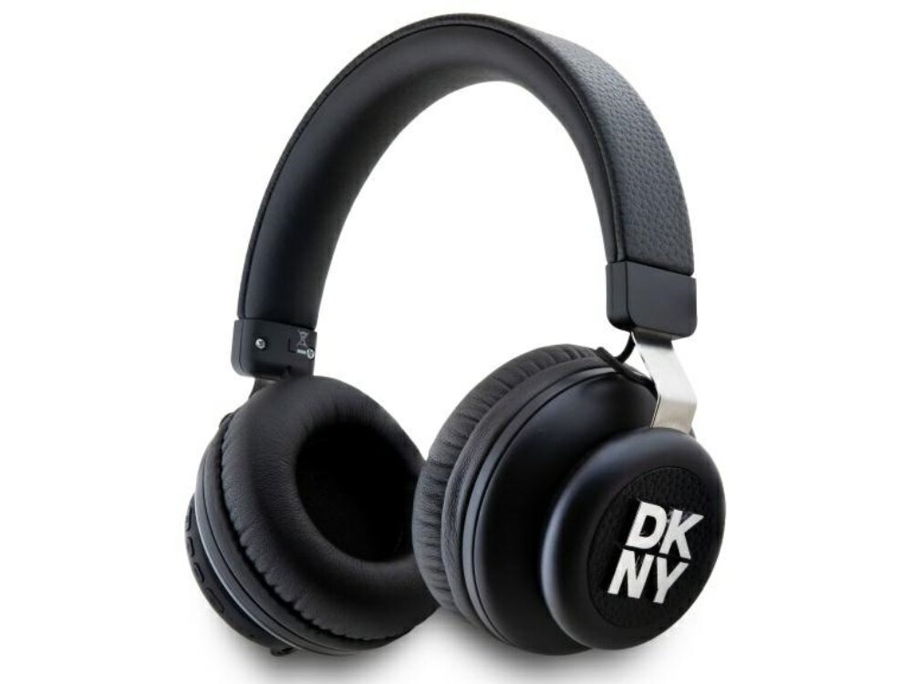 Słuchawki nauszne DKNY DKBHS6PUSLK
			słuchawki na białym tle metalowe logo prestiżowy charakter wyściełane poduszki miękki pałąk wygoda praca podróż dom