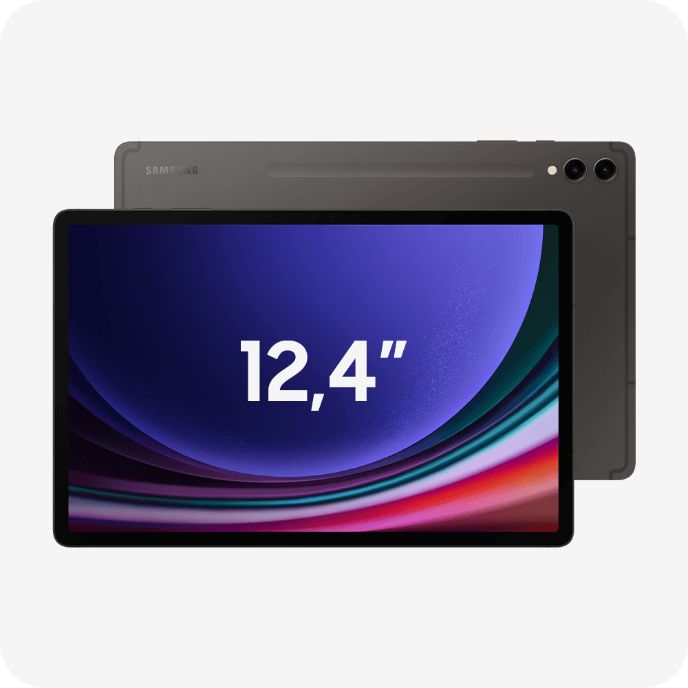 Na obrazie widoczny jest tablet z wyświetlaczem, na którym znajduje się napis \'12,4\