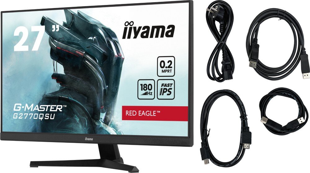 Monitor IIYAMA G-Master G2770Q 27 2560x1440px IPS 180Hz 0.2 ms [MPRT] opakowanie zestaw