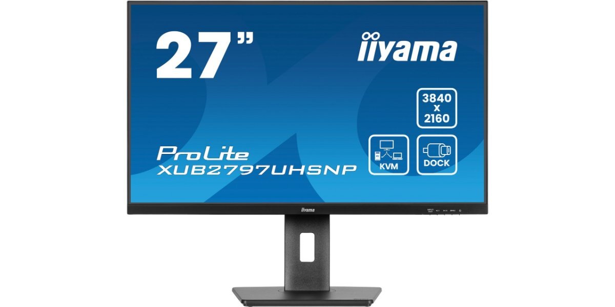 Monitor IIYAMA ProLite XUB2797UHSNP-B1 na białym tle.