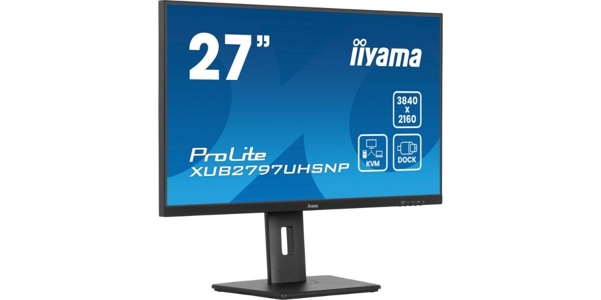 Monitor IIYAMA ProLite XUB2797UHSNP-B1 na białym tle.