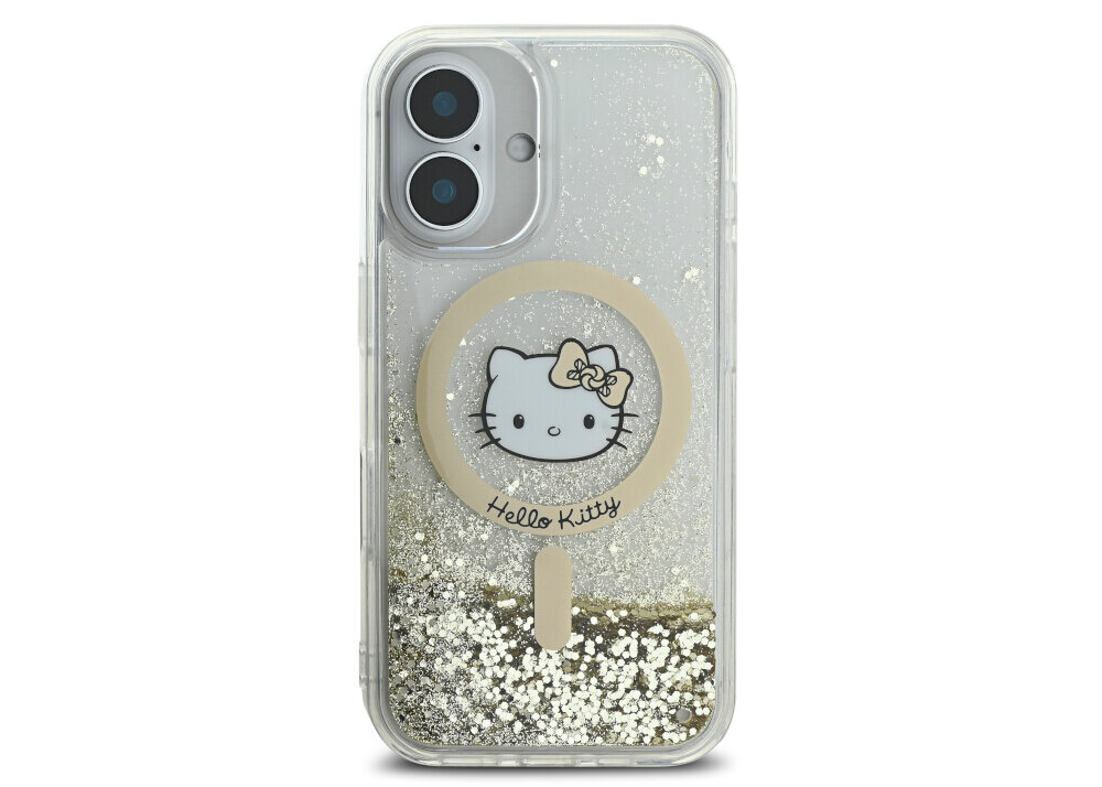 Etui Hello Kitty Liquid Glitter Fever - brokat, złote detale, MagSafe