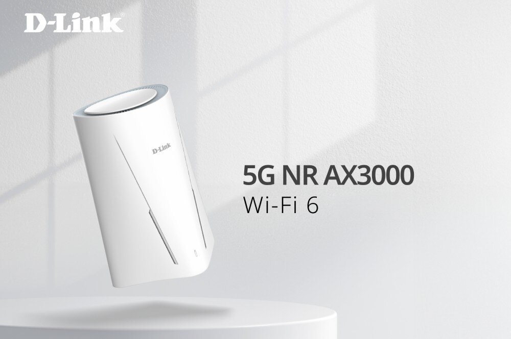 Router D-LINK G530 Biały ruter o pionowej obudowie na jasnym tle z napisami dotyczącymi technologii bezprzewodowej