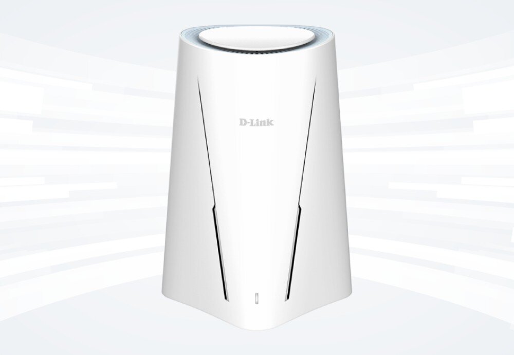 Router D-LINK G530 Widok od frontu na biały ruter z logo producenta i małą diodą kontrolną u dołu