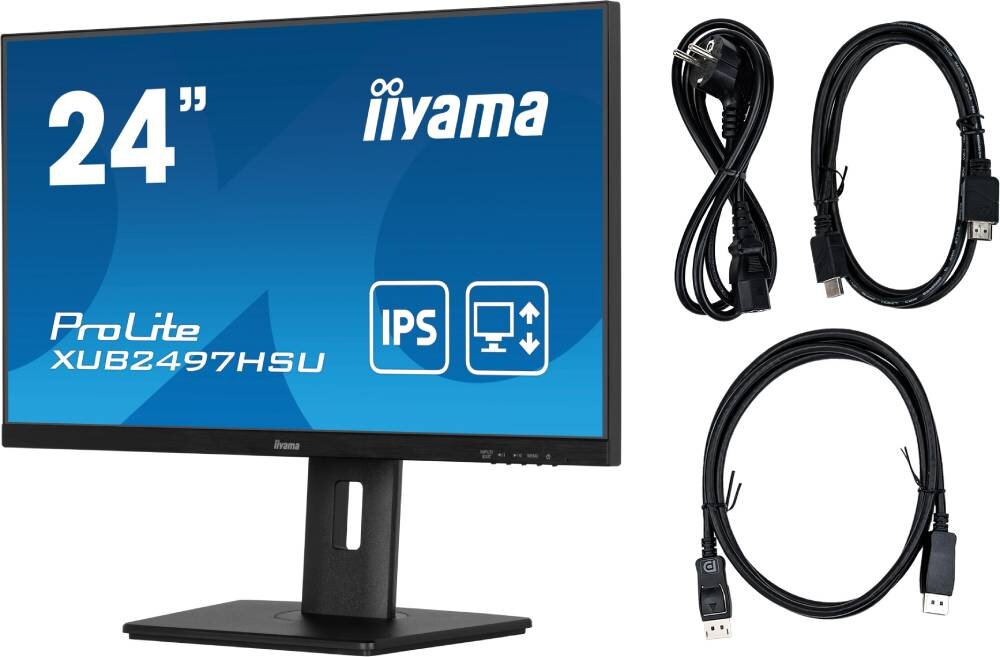 Monitor IIYAMA ProLite XUB2497HSU-B2 23.8 1920x1080px IPS 100Hz 1 ms [MPRT] zestaw opakowanie akcesoria