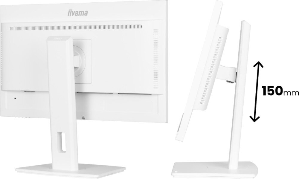 Monitor IIYAMA ProLite XUB2497HSN-W2 23.8 1920x1080px IPS 100Hz 1 ms [MPRT] tył oraz bok monitora podstawa regulacja ergonomia wysokość pivot obrót nachylenie