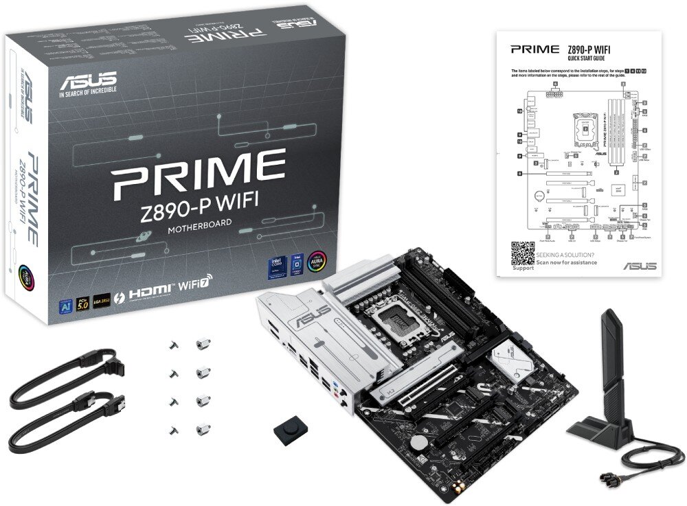 Płyta główna ASUS Prime Z890-P WiFi Zdjęcie całego zestawu na białym tle