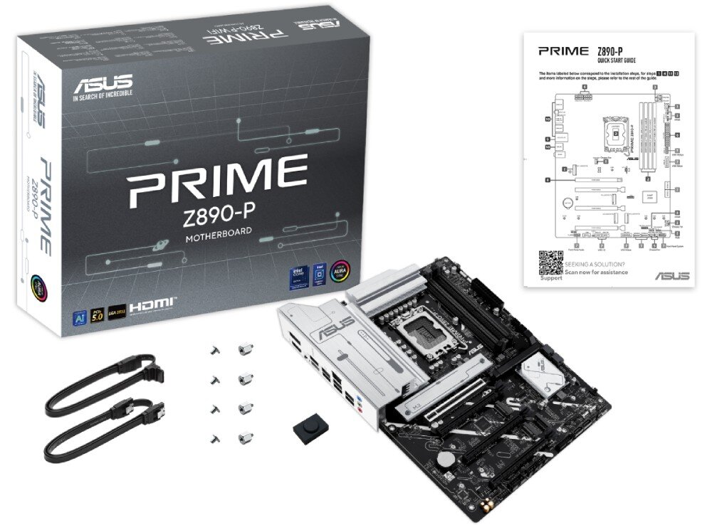 Płyta główna ASUS Prime Z890-P Zdjęcie całego zestawu na białym tle
