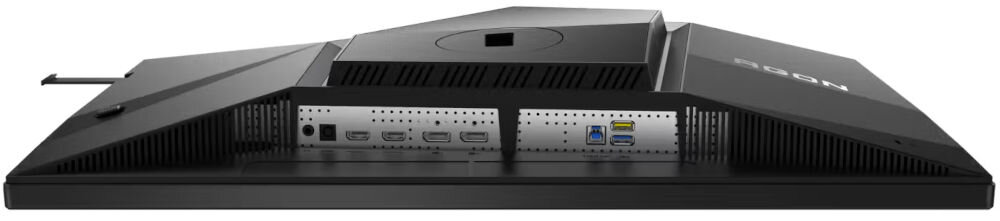 Monitor AOC Agon Pro AG276FK 27 cali 1920x1080 IPS 520Hz 0.3 ms [MPRT] pokazana dolna część tylnego panelu monitora z widocznymi portami: porty, gniazda, wejścia