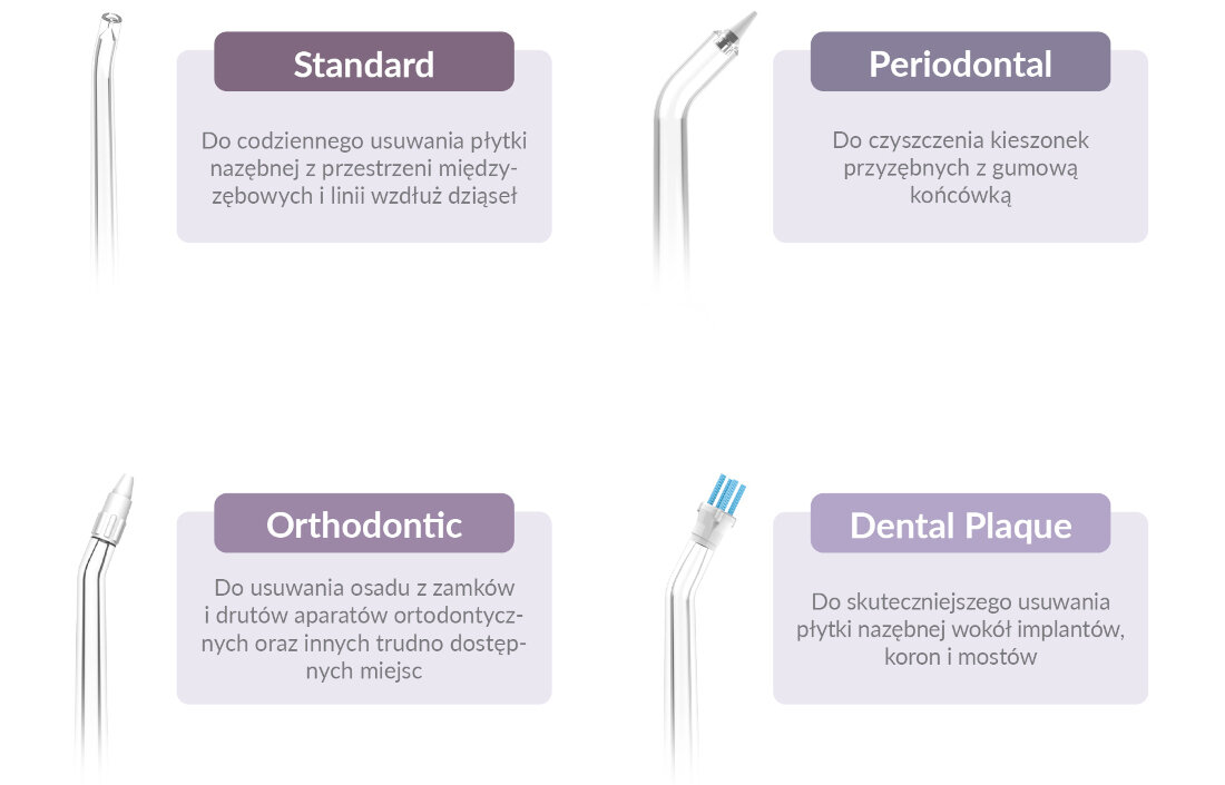 Irygator TRUELIFE AquaFloss Compact C200 Biały 4 dysze dla różnych zastosowań cztery końcówki wyzwania możliwości