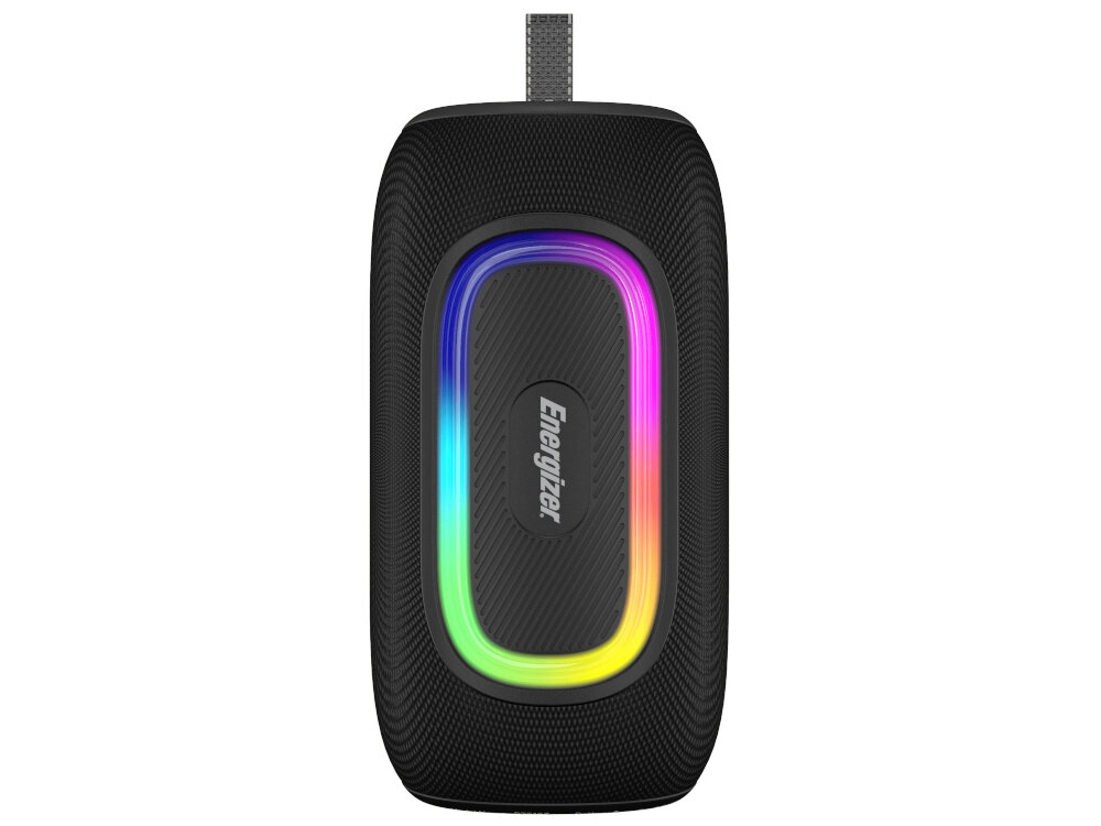 Głośnik mobilny ENERGIZER BTS163 - odpornosc woda, pyl, glosnik, a w tle telefon