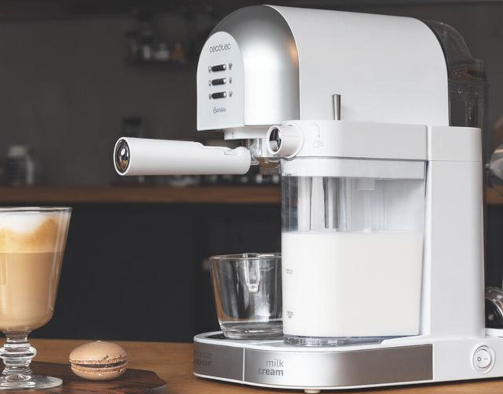Ekspres CECOTEC Bianca Cumbia Power Instant-ccino 20 Chic Praktyczny pojemnik na mleko Wyjmowany zbiornik o pojemności 700 ml ułatwienie czyszczenie przechowywanie wygoda komfort