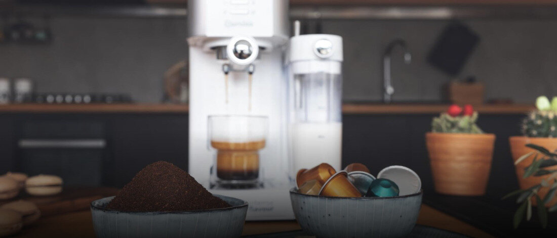 Ekspres CECOTEC Bianca Cumbia Power Instant-ccino 20 Chic Swoboda wyboru kawy  kawy mielonej i kapsułek dopasowanie napój nastrój przygotowywanie