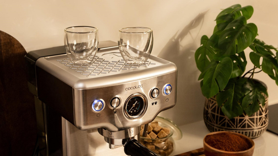 Ekspres CECOTEC Power Espresso 20 Barista Mini Zawsze gorąca filiżanka podgrzewana taca optymalny smak
