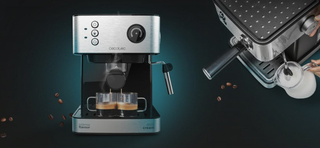 Ekspres CECOTEC Power Espresso 20 wygląd wizualizacja prezentacja design tło