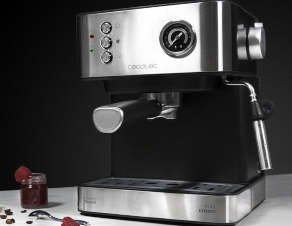 Ekspres CECOTEC Power Espresso 20 Kontrola smaku i ciśnienia Zewnętrzny manometr PressurePro  kontrola w czasie rzeczywistym proces parzenie dostosowanie parametry preferencje smak kawa