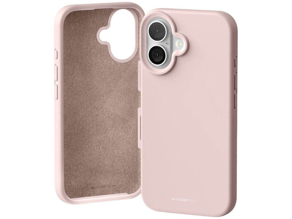 Etui MERCURY Silicone do Apple iPhone 16 Piaskowy róż Pełne dopasowanie i wygoda ochrona boczne przyciski