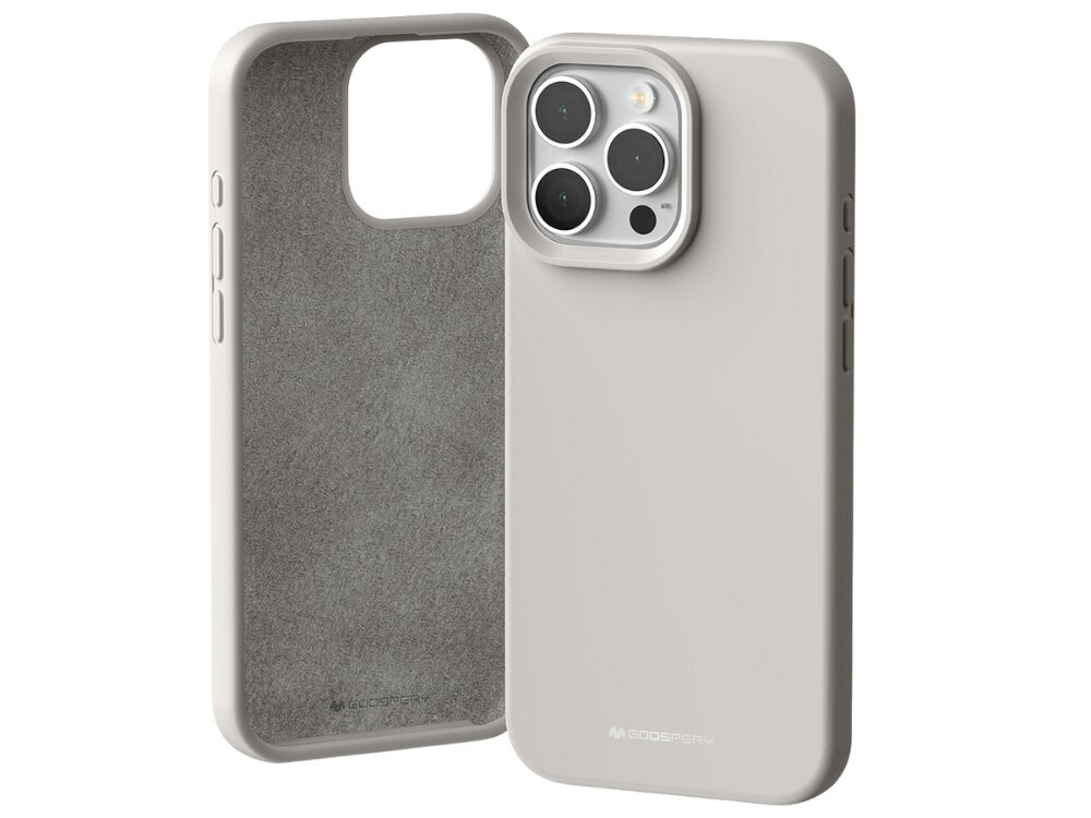 Etui MERCURY Silicone lekko podwyższoną ramkę wokół ekranu i aparatu Precyzyjne wycięcia boczne przyciski są osłonięte ładować bez zdejmowania etui - etui na białym tle od przodu i tyłu