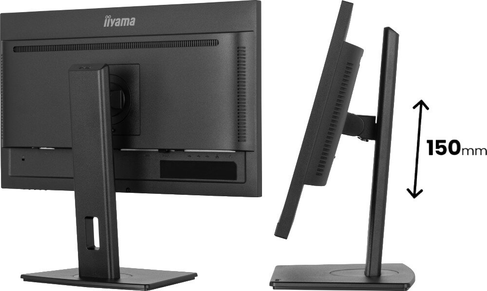 Monitor IIYAMA ProLite XUB2497HSN-B2 23.8 1920x1080px IPS 100Hz 1 ms [MPRT] tył oraz bok monitora podstawa regulacja ergonomia wysokość pivot obrót nachylenie