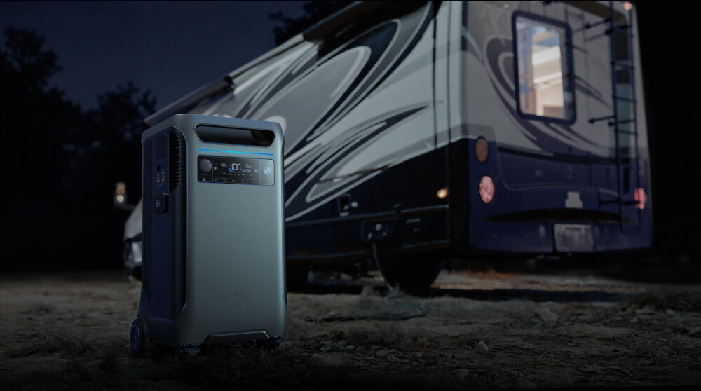 Stacja zasilania ANKER Solix F3800 nadmiar produkowanej energii magazynowany jest do wykorzystania noca pelna niezaleznosc energetyczna sprzezenie AC stabilnosc niezawodnosc energetyczna ograniczenie kosztow pradu