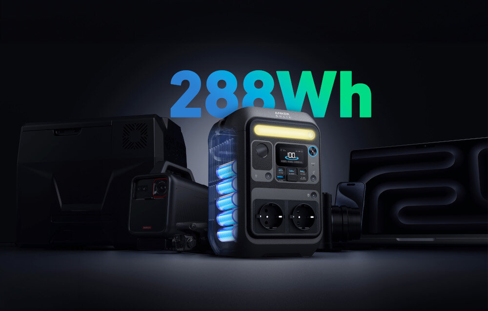 Stacja zasilania ANKER Solix C300X pojemnosc 288 Wh innowacyjna technologia baterii LifePO4 do uzytku w podrozy na kempingach w terenie