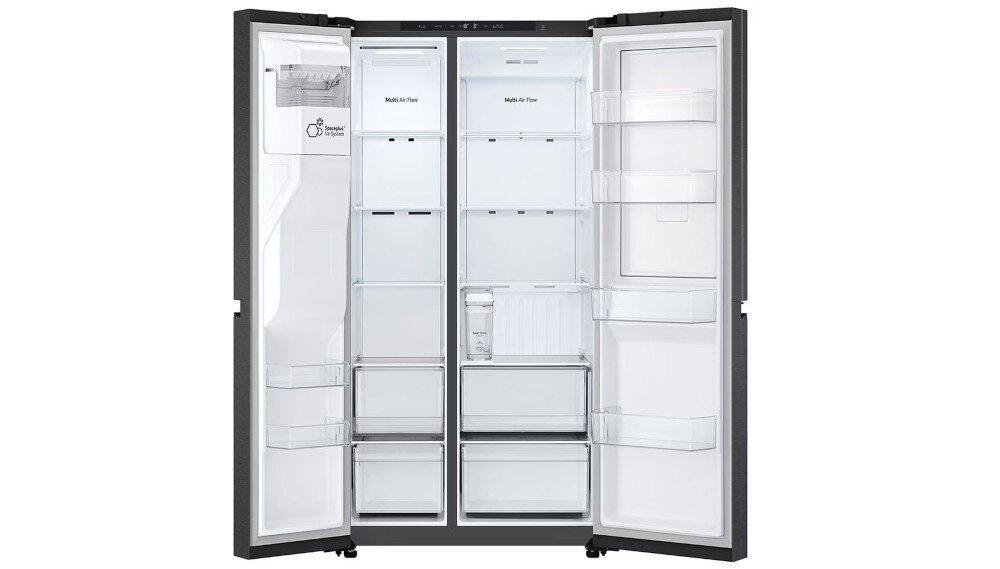 LODÓWKA LG GSJC41EPPE wnętrze półki szuflady pojemność półki szkło hartowane wytrzymałość