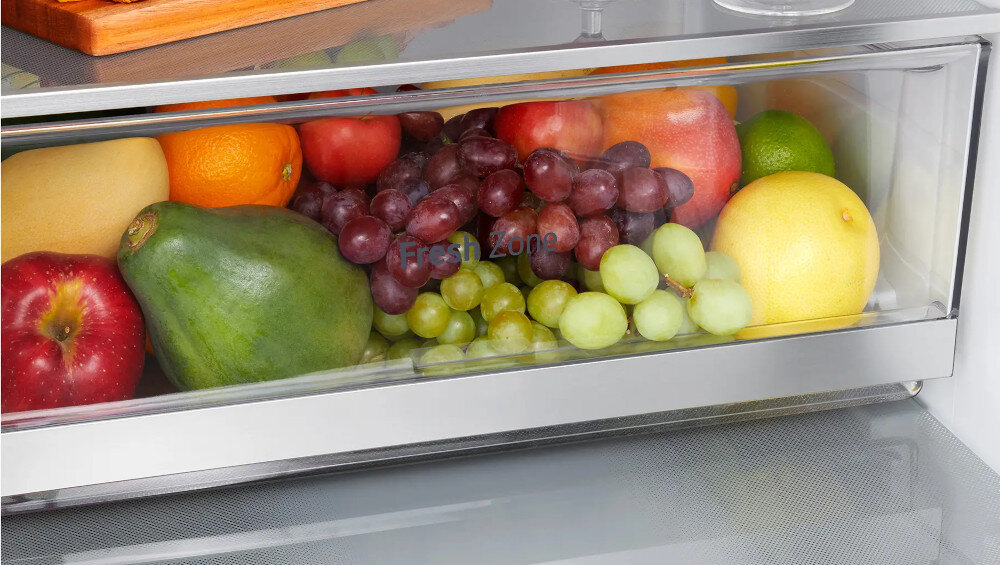 LODÓWKA LG GBG5160CEV szuflada FreshZone warzywa owoce jabłka winogrono przestrzeń niska temperatura przedłużenie świeżości