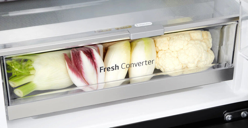 LODÓWKA LG GBG5160CEV szuflada suwak regulacja wilgotność Fresh Converter mięso ryby zachowanie świeżości dopasowanie warunków