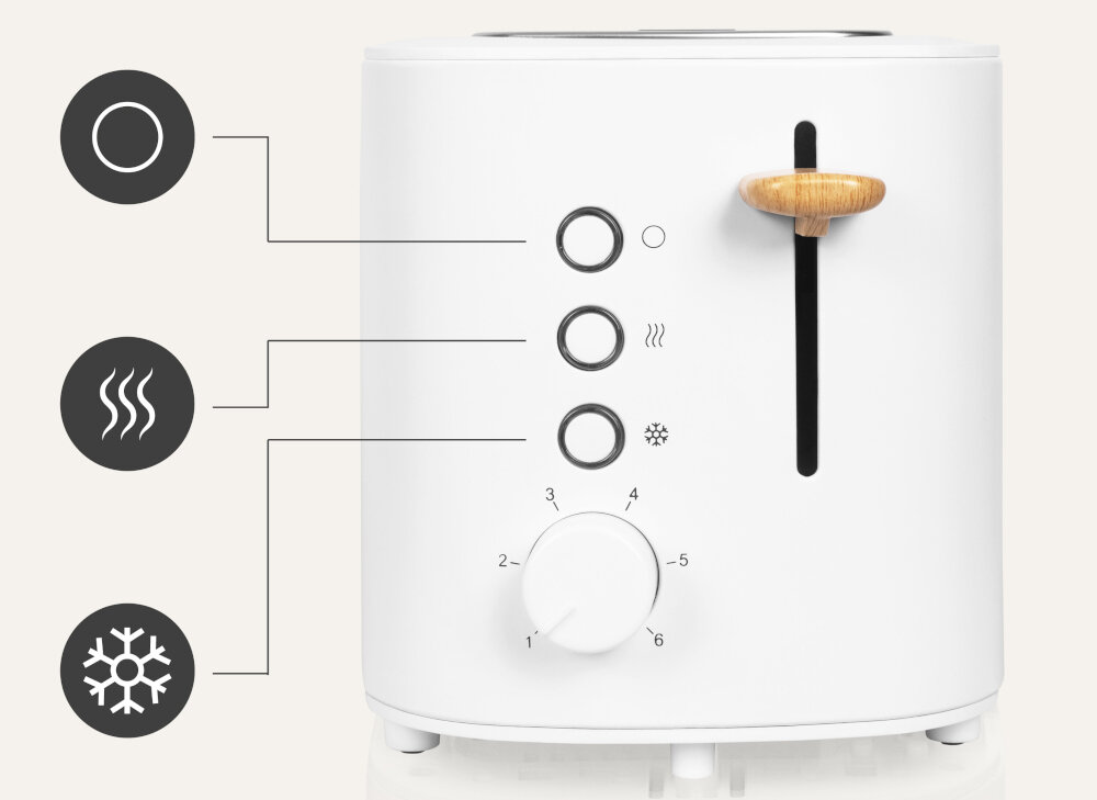 Toster ZEEGMA Tostee Wood Biały Wielofunkcyjność wygoda funkcja rozmrażania funkcja odgrzewania trzy tryby wypiekanie opiekanie rozmrażanie dostosowanie preferencje chrupiące