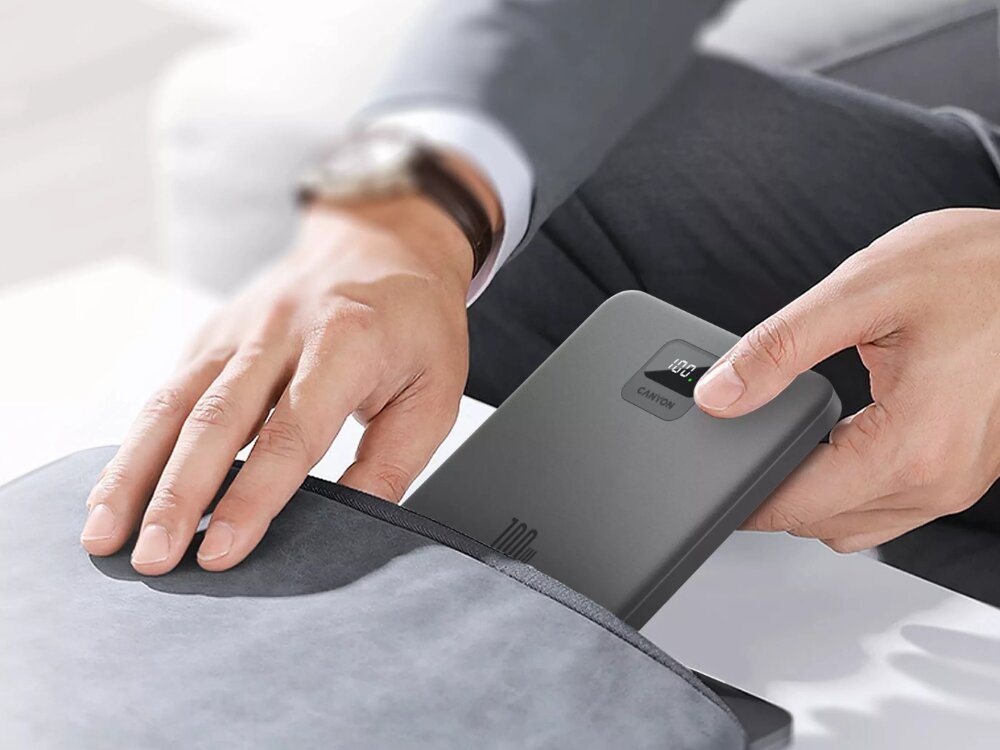 Powerbank CANYON PB-2010 20000 mAh 140W Ciemnoszary Urządzenia moc ładowanie wymiary bateria pojemność bezpieczeństwo lekkość wygoda