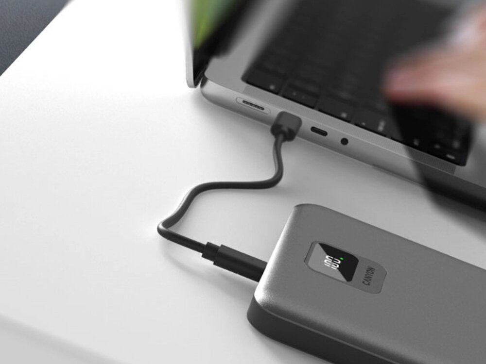 Powerbank CANYON PB-2010 20000 mAh 140W Ciemnoszary kompaktowy praktyczny design